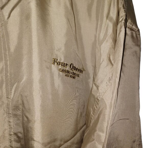 Silk Bomber Style Jacket Men's Women's Size XL Tan Vintage Casino Four Queens - Picture 7 of 10